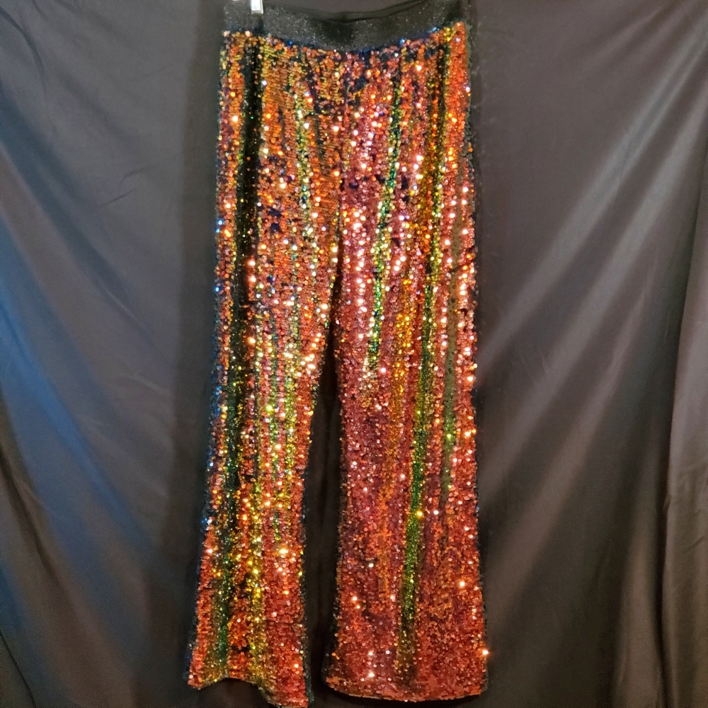 For Her NYC Oil Slick Sequin Pants